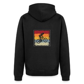 Mountain Bike Retro - Unisex Premium Organic Zip Hoodie - black - Back - Nico (187cm)
