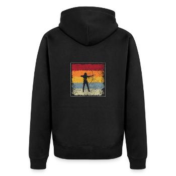 Archery Retro - Unisex Premium Organic Zip Hoodie - black - Back - Nico (187cm)