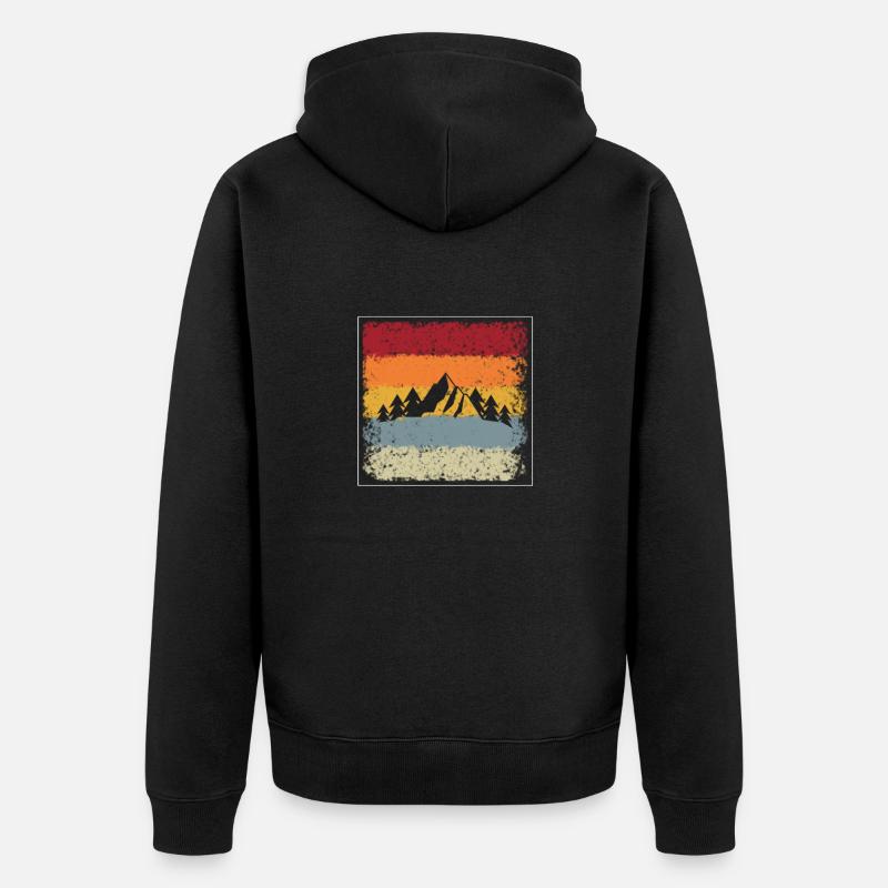 Berge Retro - Unisex Premium Bio Zip Hoodie - Schwarz