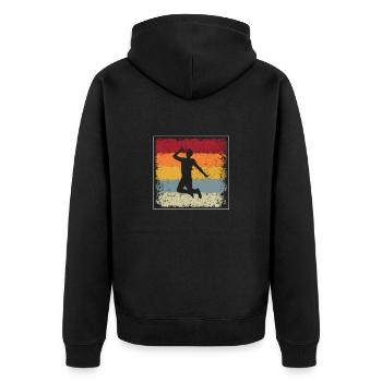 Sänger Retro - Unisex Premium Bio Zip Hoodie - Schwarz - Hinten - Nico (187cm)