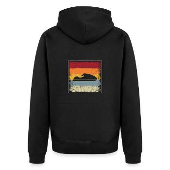 Jetski Retro - Unisex Premium Bio Zip Hoodie - Schwarz - Hinten - Nico (187cm)
