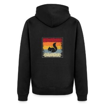 Squirrel Retro - Unisex Premium Organic Zip Hoodie - black - Back - Nico (187cm)