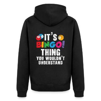 Bingo Player Bingo Caller Bing Lover Casino - Unisex Premium Organic Zip Hoodie - black - Back - Nico (187cm)