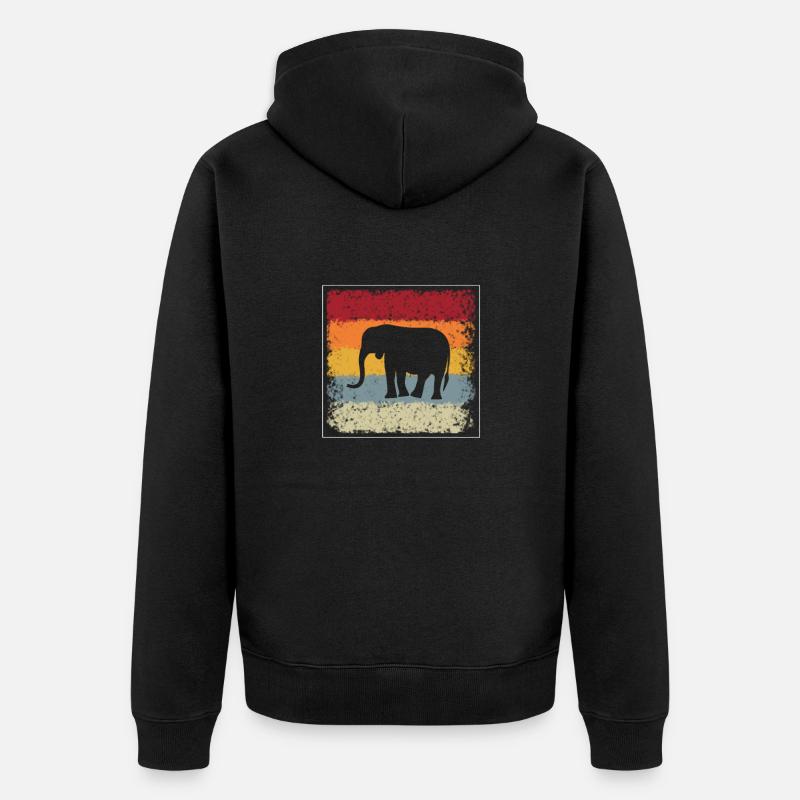 Éléphant Rétro - Veste à capuche bio Premium Unisexe - noir