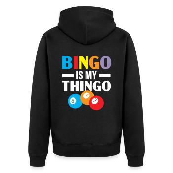 Bingo-Spieler Bingo-Anrufer Bing Lover Casino - Unisex Premium Bio Zip Hoodie - Schwarz - Hinten - Nico (187cm)