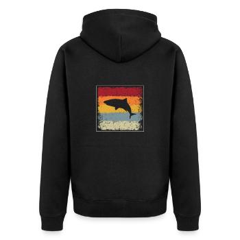 Hai Retro - Unisex Premium Bio Zip Hoodie - Schwarz - Hinten - Nico (187cm)