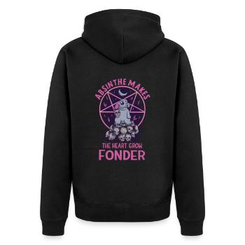 Satan Beelzebub Teufel Gothic Pentagram Mystisch - Unisex Premium Bio Zip Hoodie - Schwarz - Hinten - Nico (187cm)