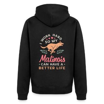 Malinois belge Je travaille dur pour mon chien policier - Veste à capuche bio Premium Unisexe - noir - Dos - Nico (187cm)