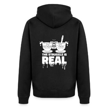 Painter Varnisher The Struggle Is Real - Unisex Premium Organic Zip Hoodie - black - Back - Nico (187cm)