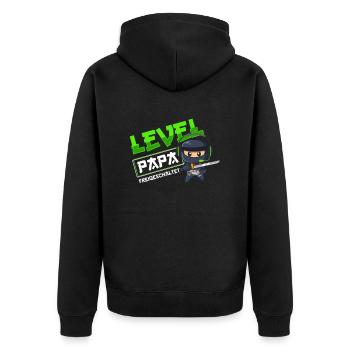 Level Papa freigeschaltet Ninja Gamer Vater - Unisex Premium Bio Zip Hoodie - Schwarz - Hinten - Nico (187cm)