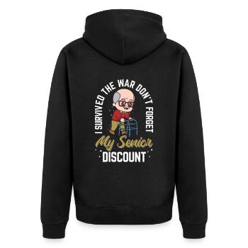 Pensioner pension funny - Unisex Premium Organic Zip Hoodie - black - Back - Nico (187cm)