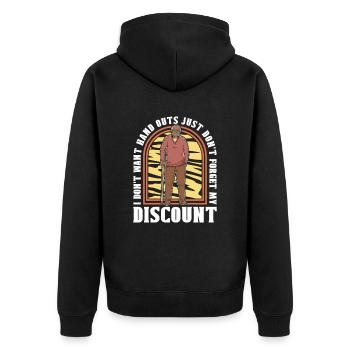 Rentner Rente Lustig Dont Forget My Discount - Unisex Premium Bio Zip Hoodie - Schwarz - Hinten - Nico (187cm)