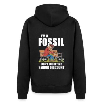 Pensioner Pension Dont Forget My Senior Discount - Unisex Premium Organic Zip Hoodie - black - Back - Nico (187cm)