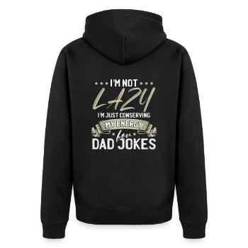 Papa Blague Humour sarcastique - Veste à capuche bio Premium Unisexe - noir - Dos - Nico (187cm)