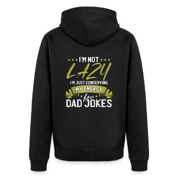 Papa scherzt lustig sarkastisch Spruch Papa - Unisex Premium Bio Zip Hoodie - Schwarz - Hinten - Nico (187cm)
