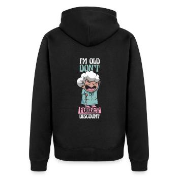 Rentner Rente Dont Forget My Discount - Unisex Premium Bio Zip Hoodie - Schwarz - Hinten - Nico (187cm)