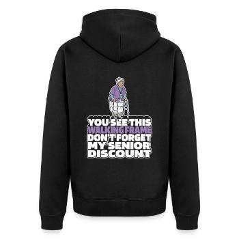 Rentner Rente Witzig - Unisex Premium Bio Zip Hoodie - Schwarz - Hinten - Nico (187cm)