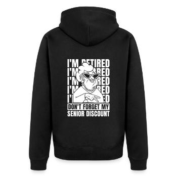 Pensioner pension funny - Unisex Premium Organic Zip Hoodie - black - Back - Nico (187cm)