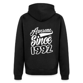 Awesome Since 1992 - Unisex Premium Organic Zip Hoodie - black - Back - Nico (187cm)