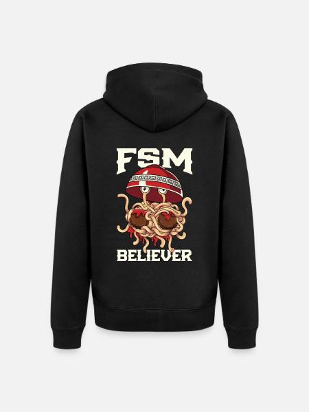 Flyvende Spaghetti Monster Pastafarianisme FSM - Premium økologisk unisex-hættejakke - sort