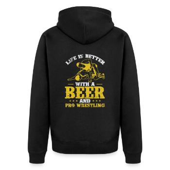 La vie est meilleure avec une bière et une lutte professionnelle - Veste à capuche bio Premium Unisexe - noir - Dos - Nico (187cm)