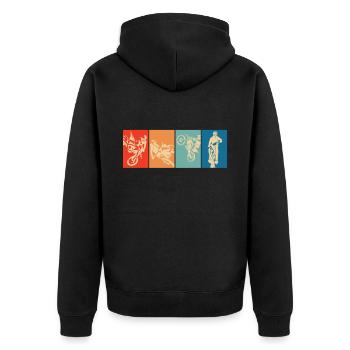 Motocross Retro Motorrad Biker Bike - Unisex Premium Bio Zip Hoodie - Schwarz - Hinten - Nico (187cm)