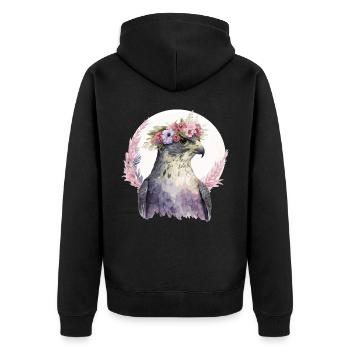 Falcon Birds Of Prey Flower Crown Floral Bird Watc - Unisex Premium Organic Zip Hoodie - black - Back - Nico (187cm)