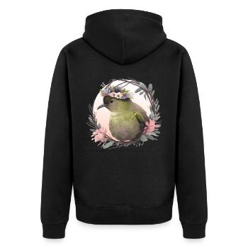 Tropical Kiwi Bird Flower Crown Floral Exotic Bird - Unisex Premium Organic Zip Hoodie - black - Back - Nico (187cm)
