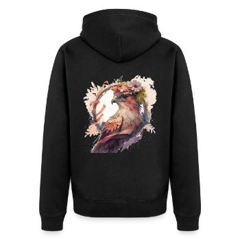 Oiseaux De Proie Cerf-volant Fleur Couronne Floral - Veste à capuche bio Premium Unisexe - noir - Dos - Nico (187cm)