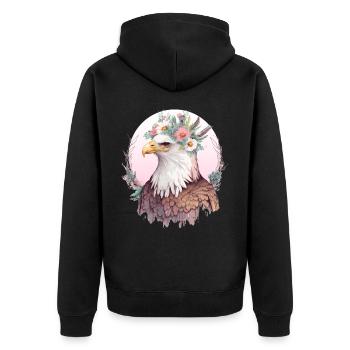 Birds Of Prey Bald Eagle Flower Crown Floral Birdi - Unisex Premium Organic Zip Hoodie - black - Back - Nico (187cm)