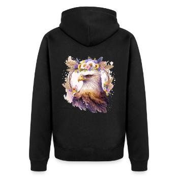 Eagle Bird Of Prey Flower Crown Floral Birding - Unisex Premium Organic Zip Hoodie - black - Back - Nico (187cm)