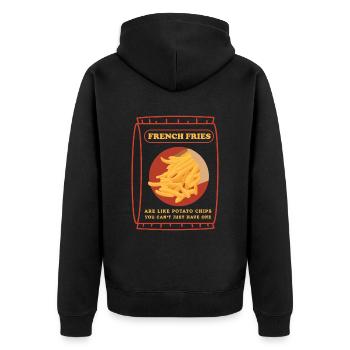 French fries fries fast food fast food gift - Unisex Premium Organic Zip Hoodie - black - Back - Nico (187cm)
