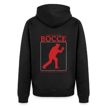Boccia Bocce Bocciaspieler Boulesport Geschenk - Unisex Premium Bio Zip Hoodie - Schwarz - Hinten - Nico (187cm)
