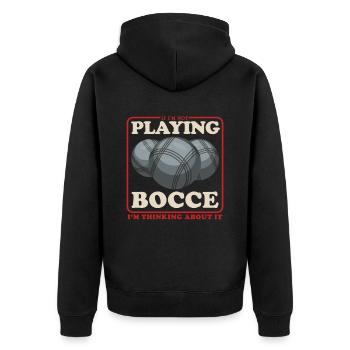Boccia Bocce Boulesport Bocciaspieler Geschenk - Unisex Premium Bio Zip Hoodie - Schwarz - Hinten - Nico (187cm)