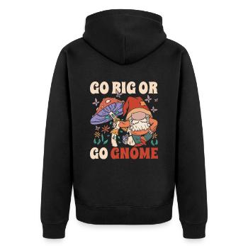 Garden Gnome Garden Gnomes Go Big Or Go Gnome - Unisex Premium Organic Zip Hoodie - black - Back - Nico (187cm)