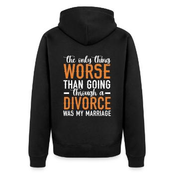 Juste passer par un divorce pire était moi - Veste à capuche bio Premium Unisexe - noir - Dos - Nico (187cm)