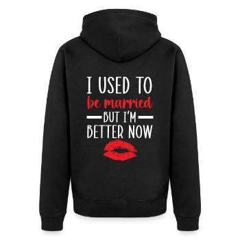 Früher war ich verheiratet, aber jetzt bin ich bes - Unisex Premium Bio Zip Hoodie - Schwarz - Hinten - Nico (187cm)