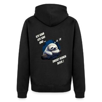 Sloth, Spruch für Büro Arbeit Kollege Langschläfer - Unisex Premium Bio Zip Hoodie - Schwarz - Hinten - Nico (187cm)
