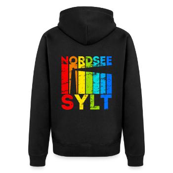 Sylt Nordsee Nordfriesische Insel Geschenk - Unisex Premium Bio Zip Hoodie - Schwarz - Hinten - Nico (187cm)