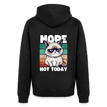 Lustige Grump Cat - Nope, Not Today - Sarkasmus - Unisex Premium Bio Zip Hoodie - Schwarz - Hinten - Nico (187cm)