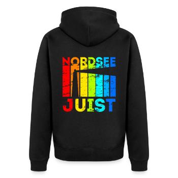 Juist Nordsee Ostfriesische Insel Geschenk - Unisex Premium Bio Zip Hoodie - Schwarz - Hinten - Nico (187cm)