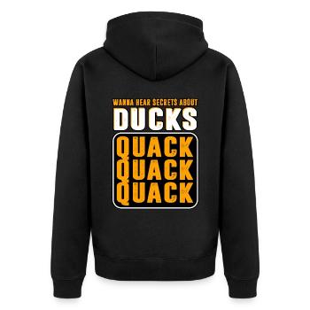 Ducks - Wanna Hear A Secret - Unisex Premium Organic Zip Hoodie - black - Back - Nico (187cm)