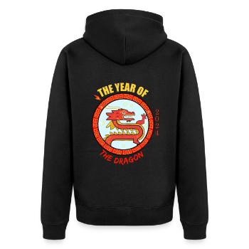 Chinese Year 2024 - The Year Of The Dragon - Unisex Premium Organic Zip Hoodie - black - Back - Nico (187cm)