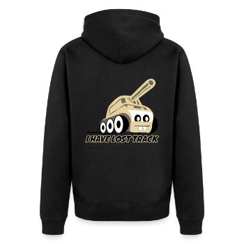 Panzer Kampfpanzer lustig Panzerkette - Unisex Premium Bio Zip Hoodie - Schwarz - Hinten - Nico (187cm)