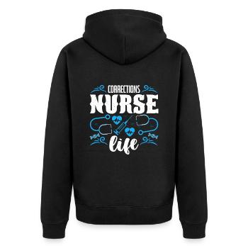 Correctional Nurse Corrections Nurse Life Medicine - Unisex Premium Bio Zip Hoodie - Schwarz - Hinten - Nico (187cm)