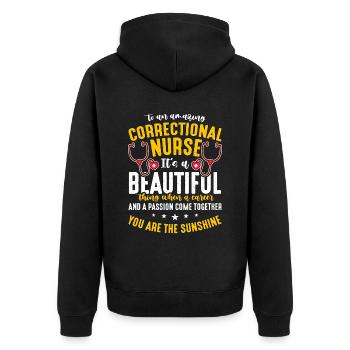Correctional Nurse To An Amazing Prison Nurse - Unisex Premium Bio Zip Hoodie - Schwarz - Hinten - Nico (187cm)