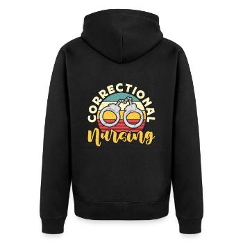 Correctional Nursing Retro Medicine Prison Nurse - Unisex Premium Bio Zip Hoodie - Schwarz - Hinten - Nico (187cm)