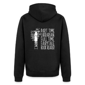 Book Bookworm Bookworm Funny Book Fairy - Unisex Premium Organic Zip Hoodie - black - Back - Nico (187cm)