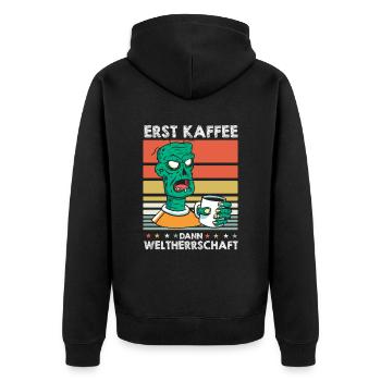 Zombie Halloween Kaffee - Unisex Premium Bio Zip Hoodie - Schwarz - Hinten - Nico (187cm)
