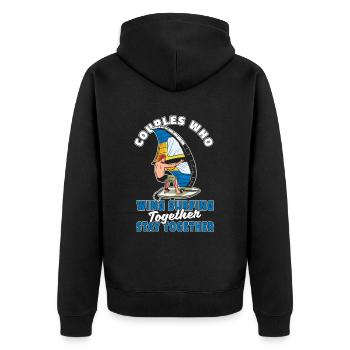 Wing Surf Wing Foil Paar - Unisex Premium Bio Zip Hoodie - Schwarz - Hinten - Nico (187cm)